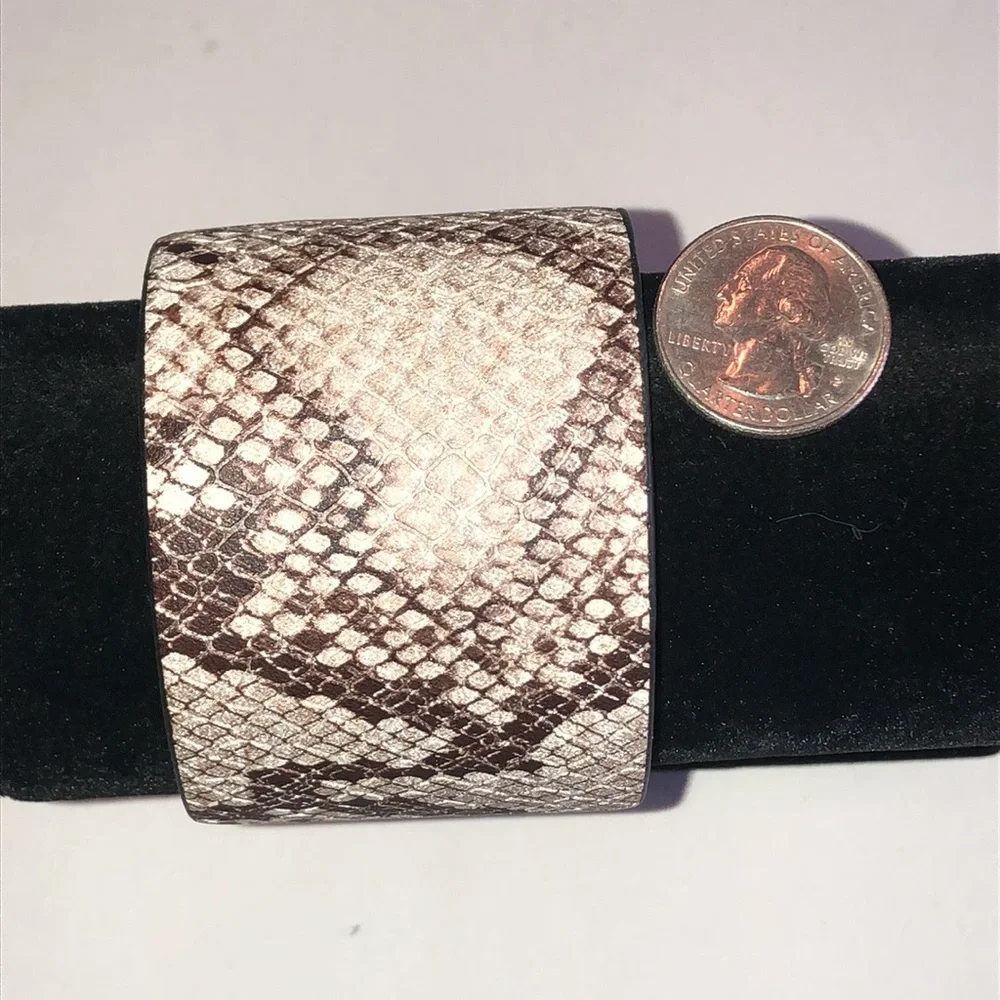 Metallic Snake Print Wide Cuff Bracelet